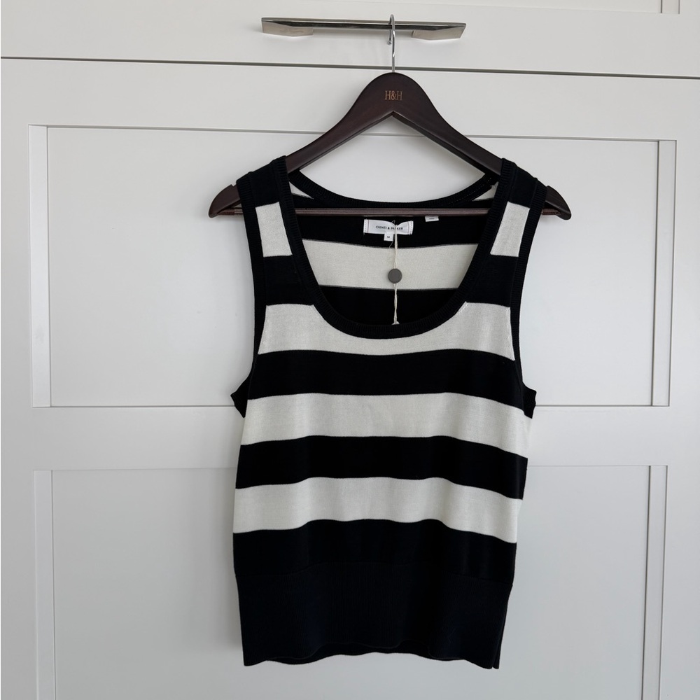 Chinti & Parker Black and Cream Striped Tank Top…NWT